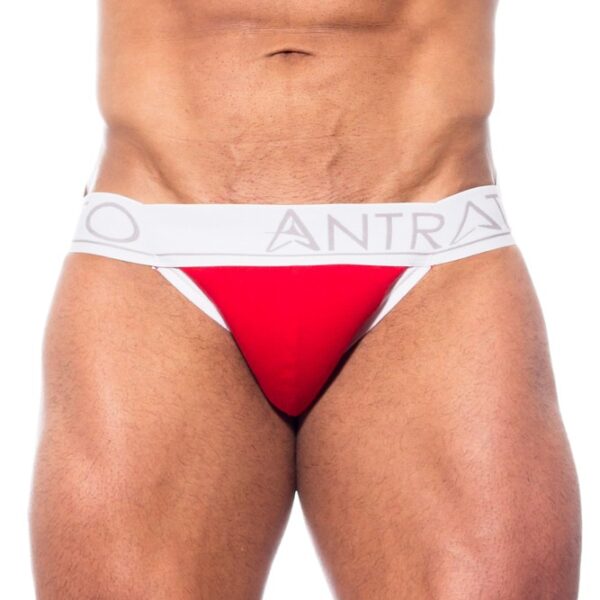 Jockstrap Antrato Vermelha com tira elástica branca