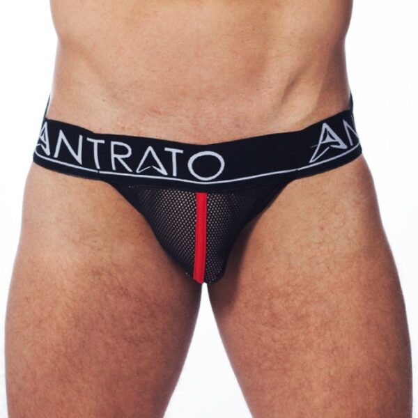 Jockstrap Antrato de tela Preta e vermelha